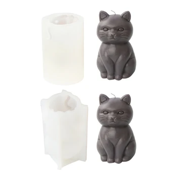 Силиконовая форма в форме толстого кота для свечей, мыла ручной работы, настольных украшений