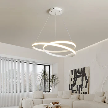 Современный минималистичный светодиодный потолочный подвесной светильник, Белая подвесная проволочная лампа для гостиной, спальни, Обеденного стола, Роскошного внутреннего освещения