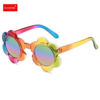 Солнцезащитные очки с цветочным рисунком для девочек, Милые солнцезащитные очки для детей, Модные Круглые очки для мальчиков и девочек с защитой от UV400, Очки для младенцев