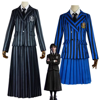 Среда Аддамс Косплей костюм Среда Школьная форма Nevermore Academy Школьная одежда для девочек и мальчиков Костюмы на Хэллоуин