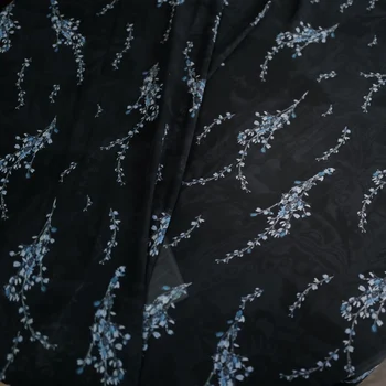 Темный узор Чонсам и платье-рубашка, изготовленная своими руками из шифоновой ткани, ткань для одежды