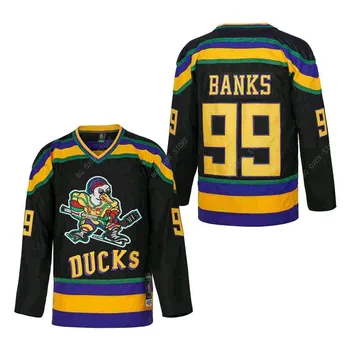 Хоккейная майка Mighty Ducks 99 Banks 96 Conway 66 Bombay, Майки для спортивной одежды на открытом воздухе, Швейная Вышивка, Зеленый, Черный, Новинка 2023