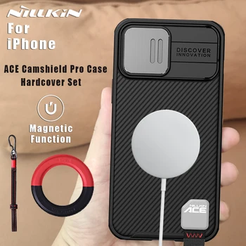 Чехол Nillkin для Apple iPhone 14 13 12 Pro Max Plus ACE Case Magsafe Магнитная задняя крышка + Кожаный ремешок + Магнитная ручка-защелка